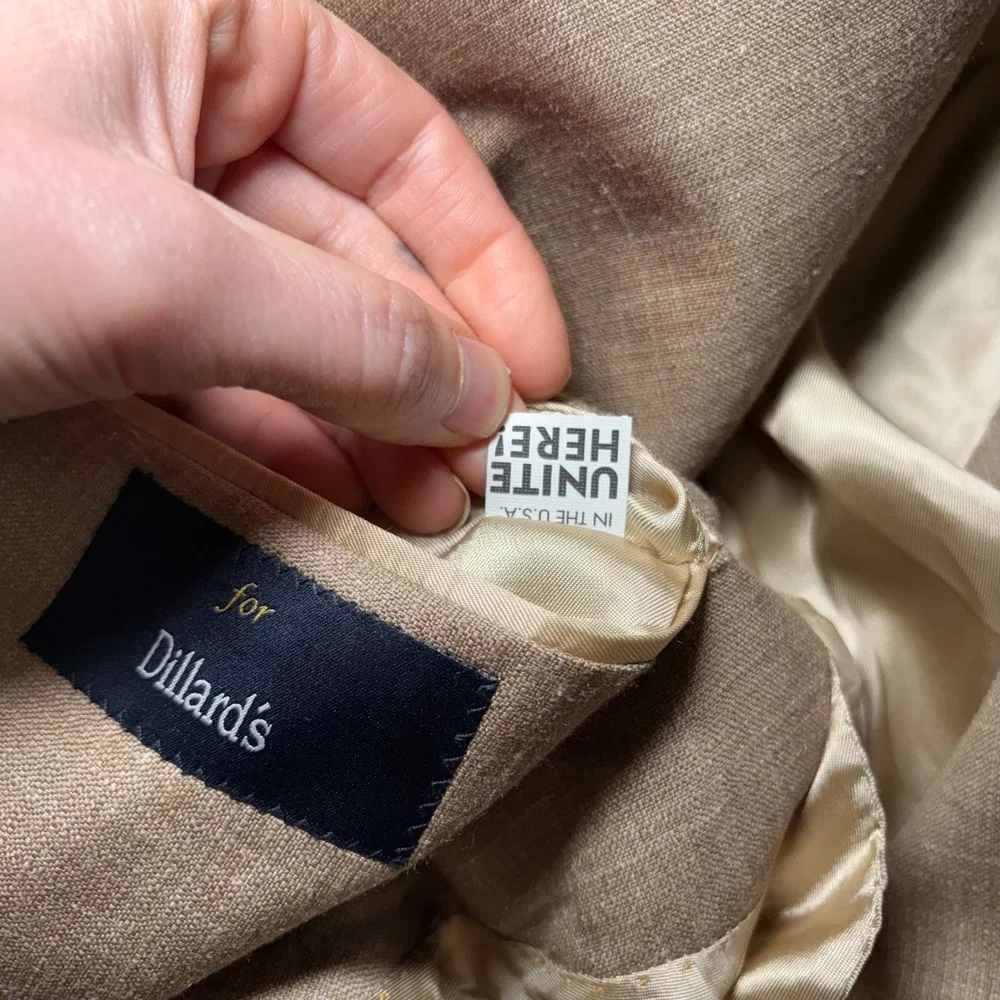 New Hart Schaffner Marx Gold Trumpeter Silk Wool Linen Blazer Mens 42L USA READ